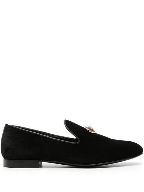 versace velvet medusa loafers|versace suede loafers.